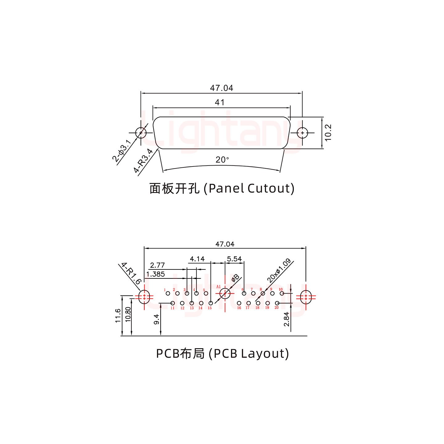 21W1公PCB弯插板/铆支架10.8/大电流20A