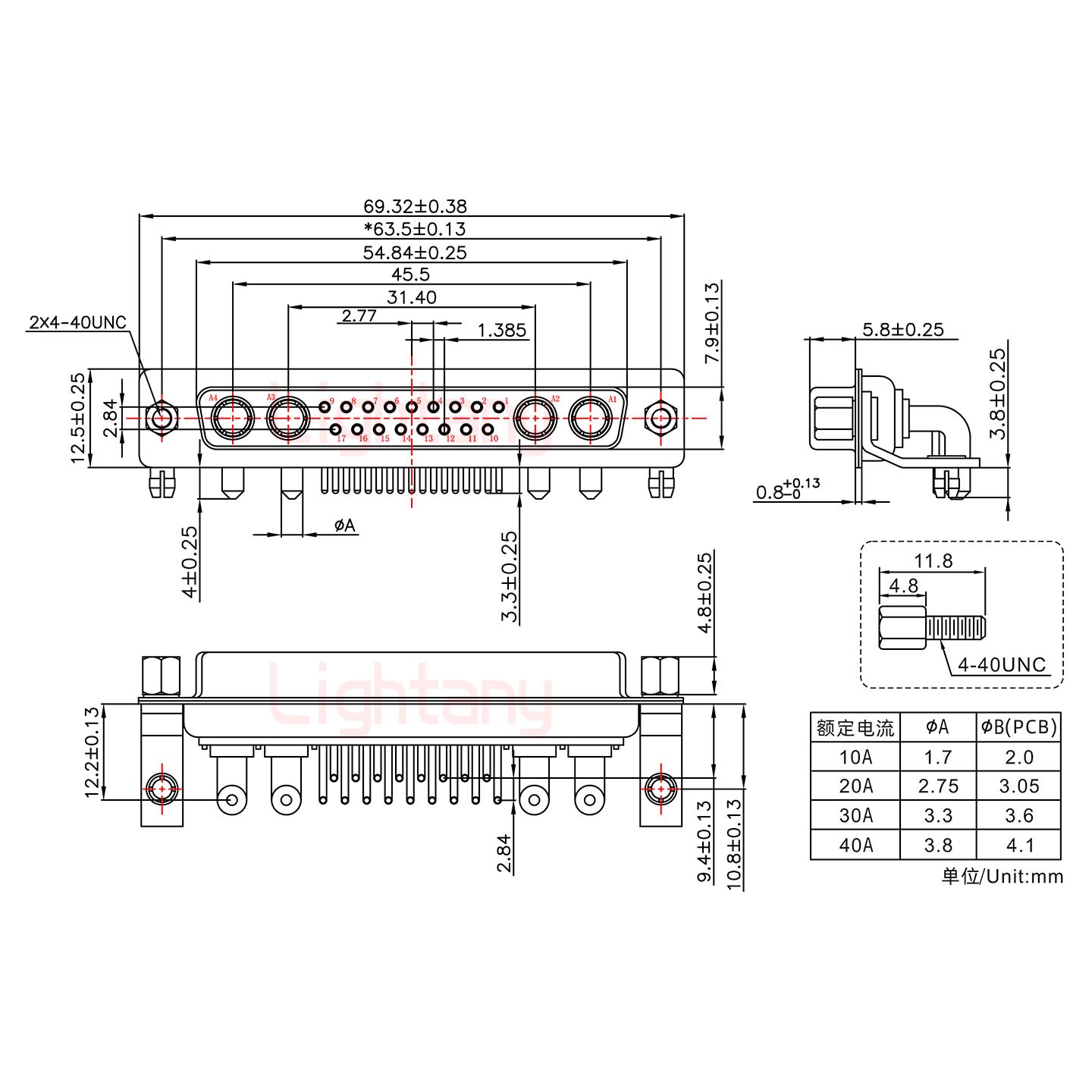 21W4母PCB弯插板/铆支架10.8/大电流40A