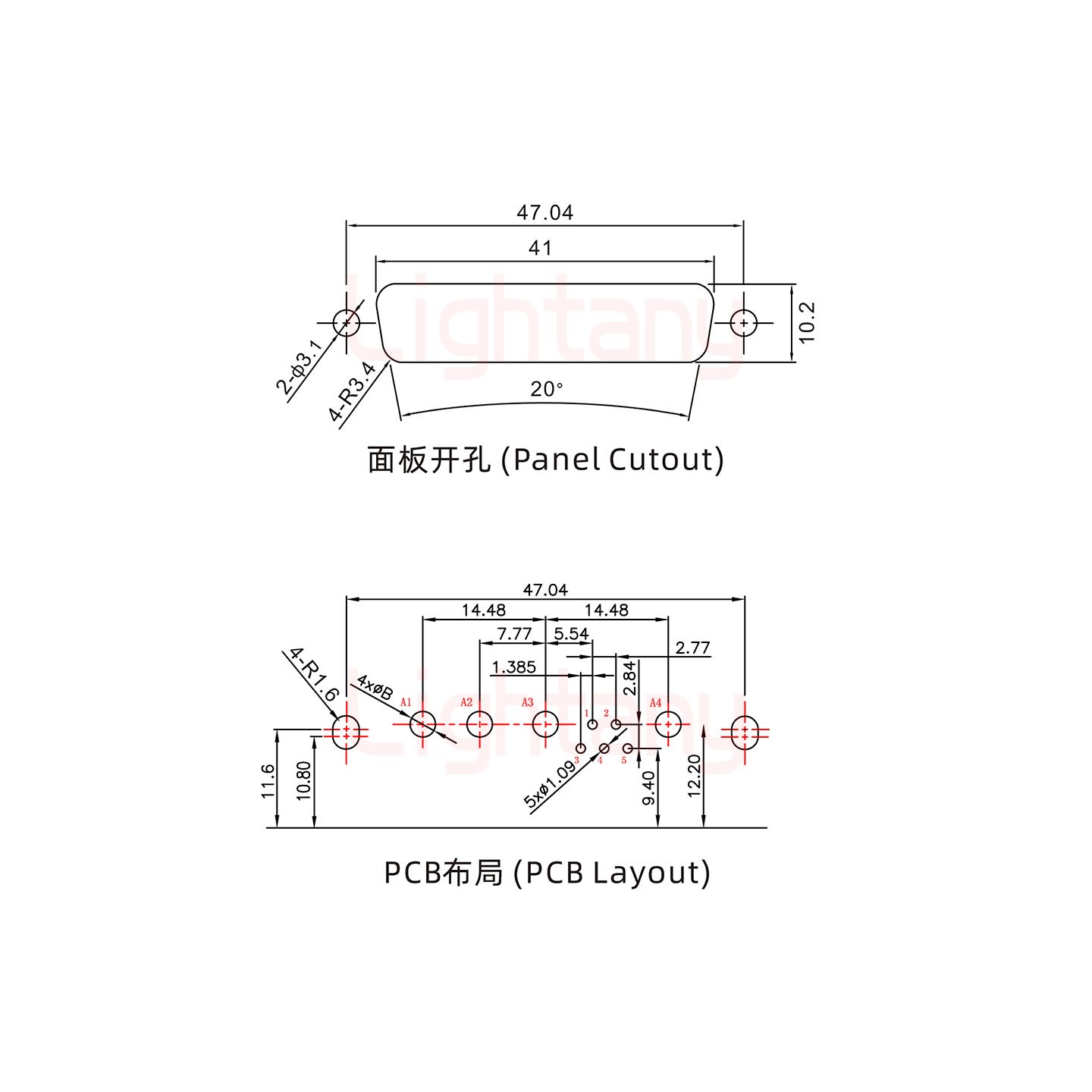 9W4公PCB弯插板/铆支架11.6/大电流10A