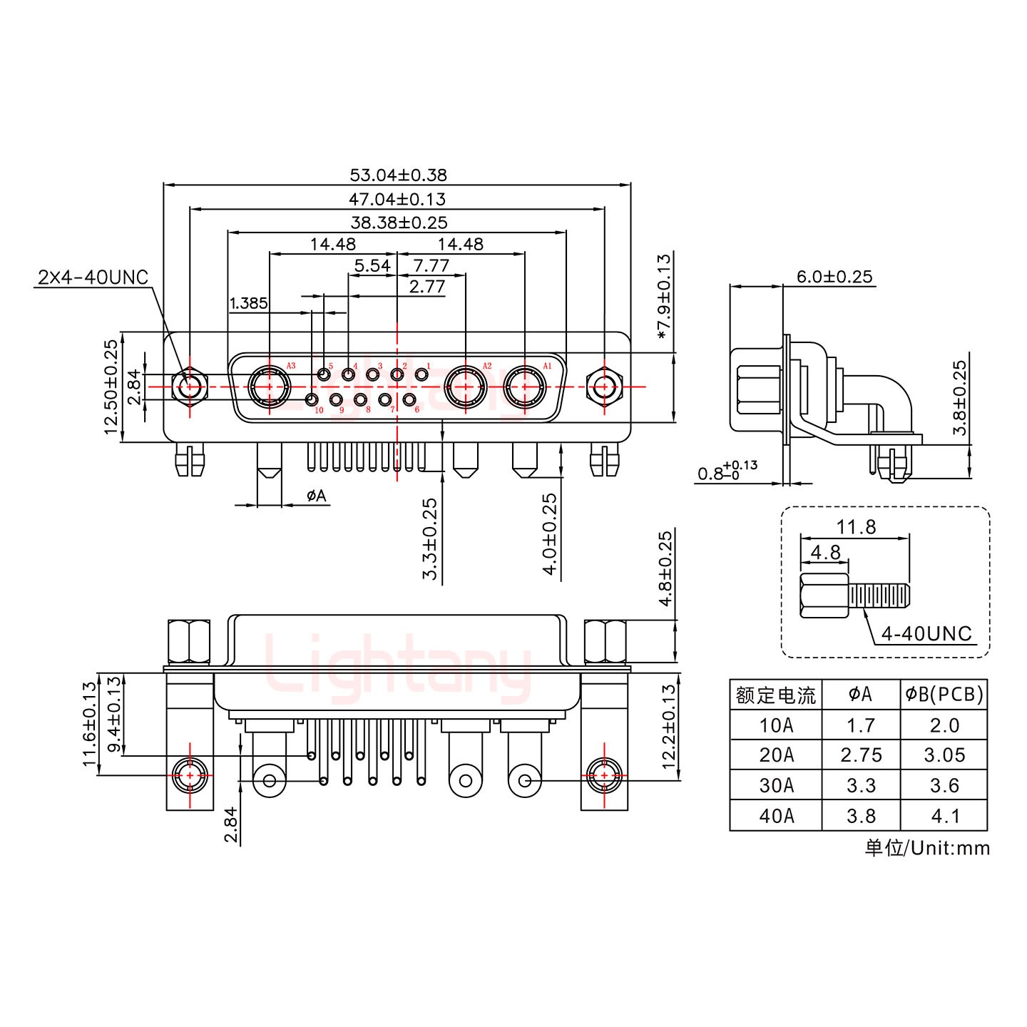 13W3母PCB弯插板/铆支架11.6/大电流20A