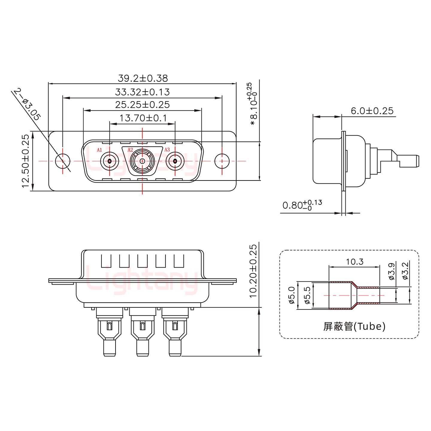 3V3公焊线式75欧姆+15P金属外壳1679斜出线4~12mm