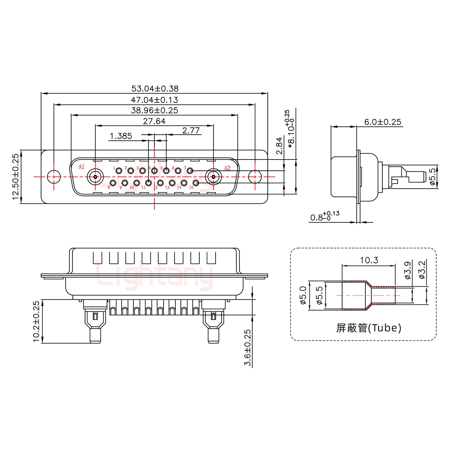 17W2公焊线式/光孔/射频同轴75欧姆