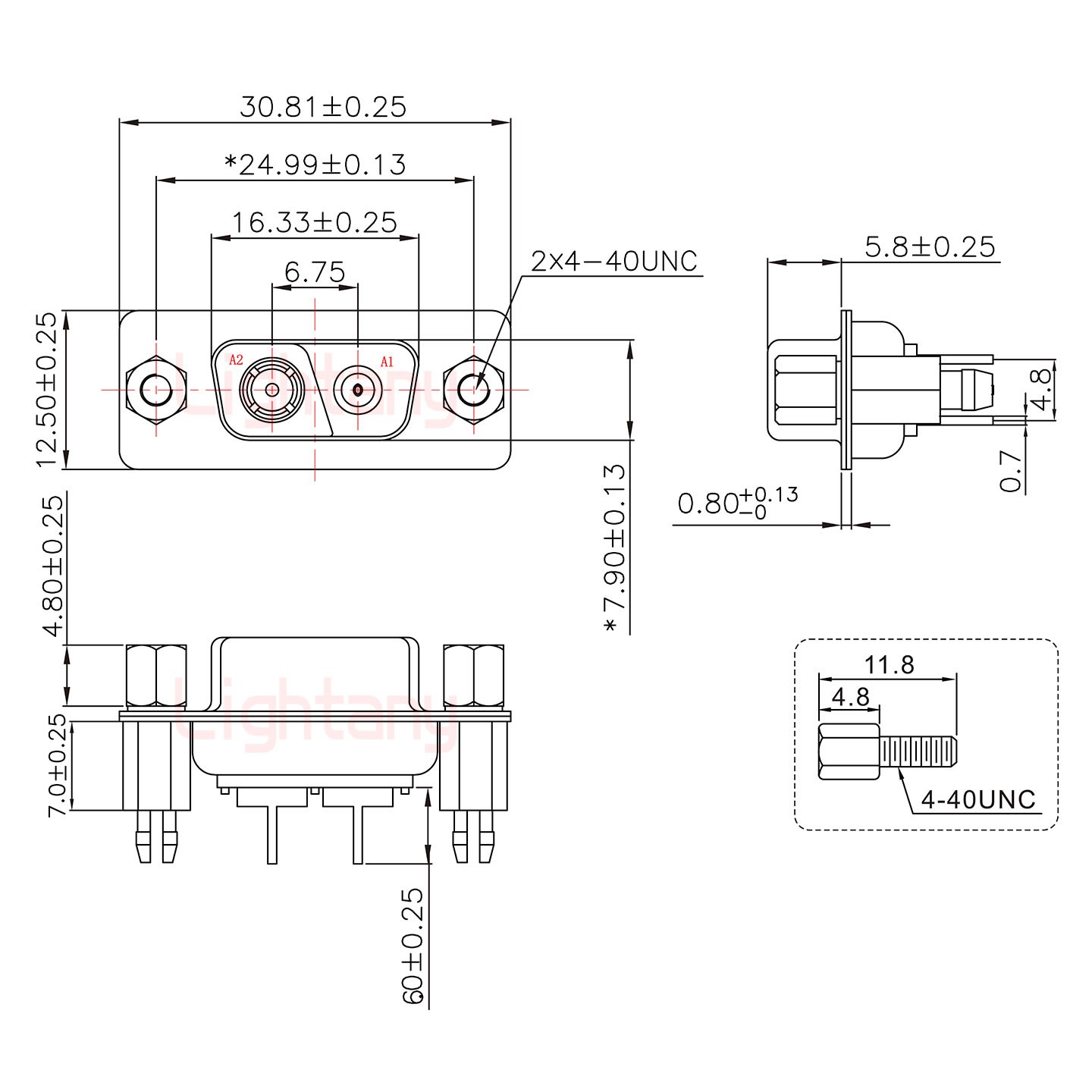 2V2母PCB直插板/铆鱼叉7.0/射频同轴50欧姆