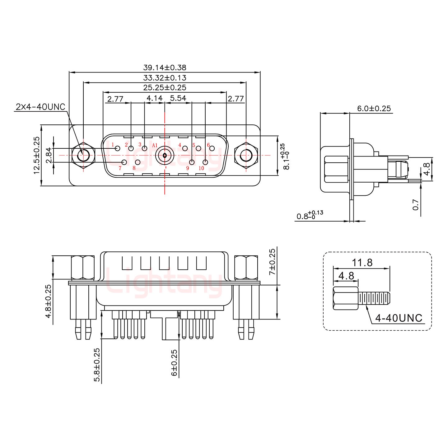 11W1公PCB直插板/铆鱼叉7.0/射频同轴75欧姆