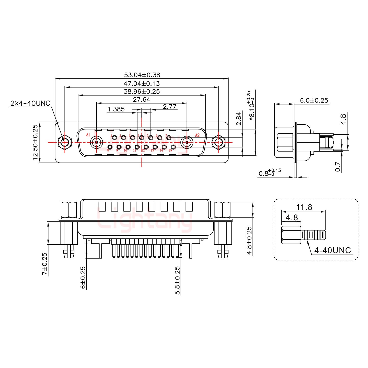 17W2公PCB直插板/铆鱼叉7.0/射频同轴50欧姆