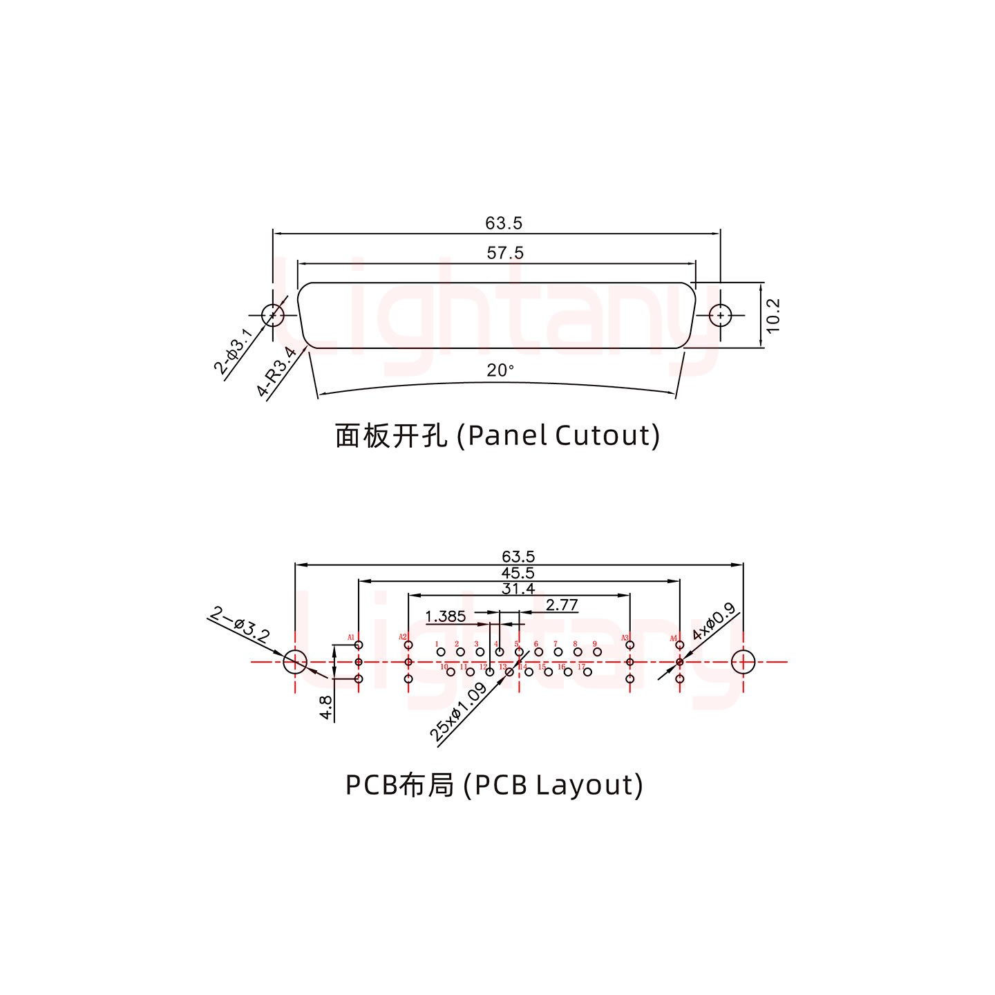 21W4公PCB直插板/铆鱼叉7.0/射频同轴50欧姆