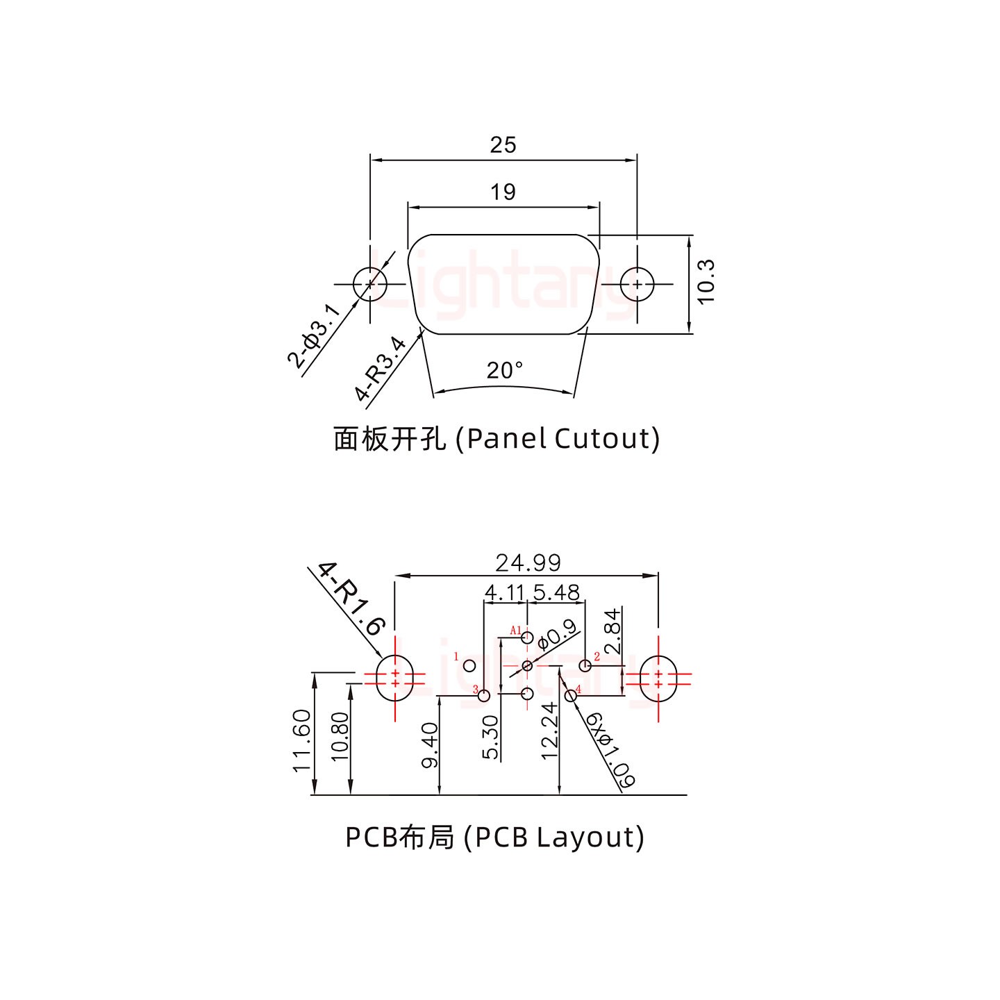 5W1公PCB弯插板/铆支架10.8/射频同轴50欧姆