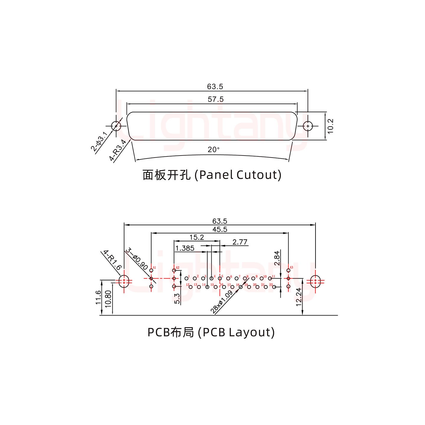 25W3公PCB弯插板/铆支架10.8/射频同轴50欧姆