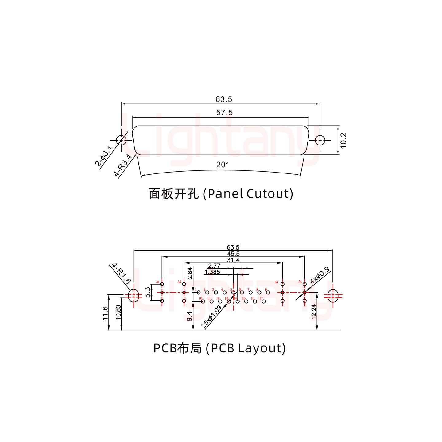 21W4公PCB弯插板/铆支架11.6/射频同轴75欧姆