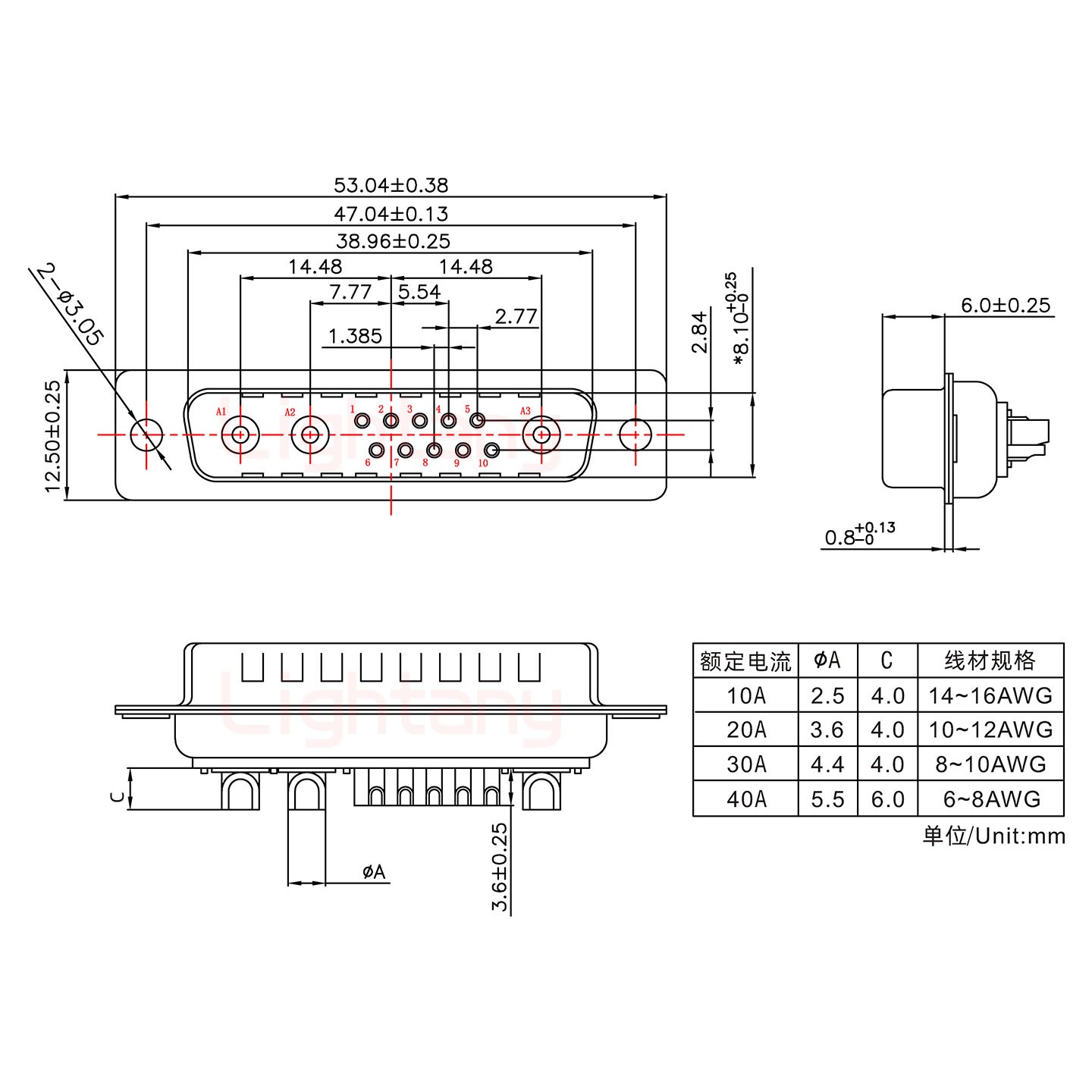 13W3公短体焊线40A+25P金属外壳1657直出线4~12mm