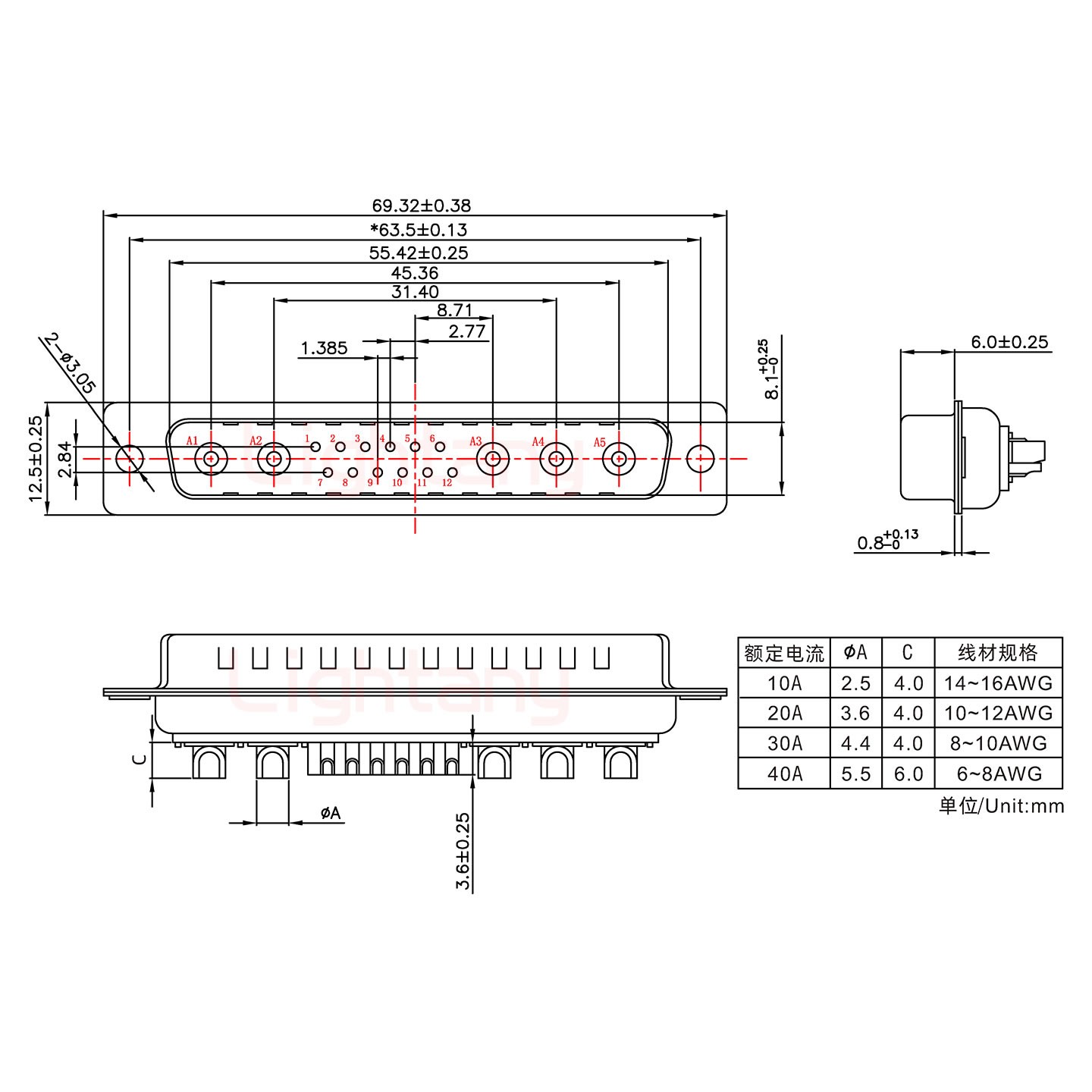 17W5公短体焊线40A+37P金属外壳951弯出线4~12mm