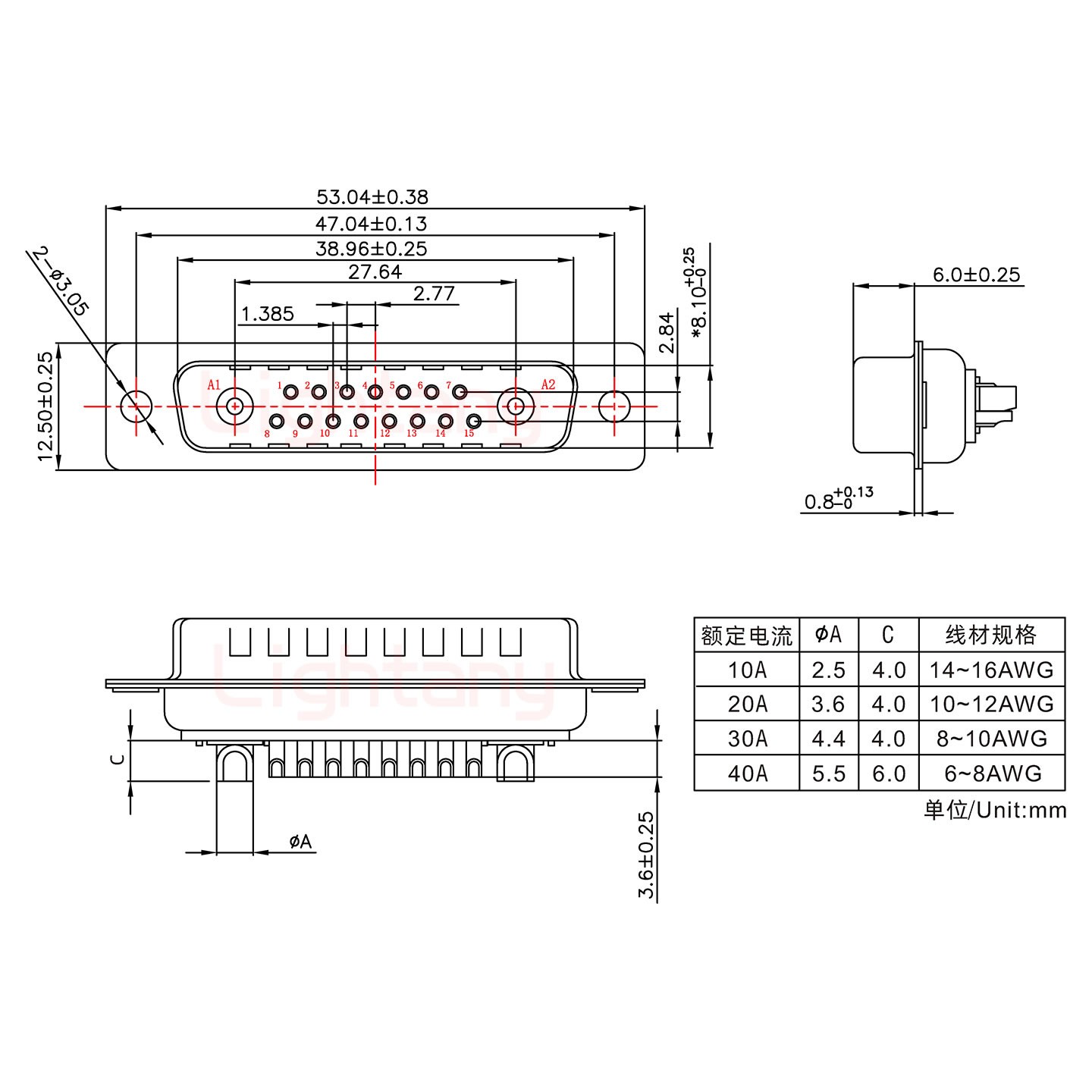 17W2公短体焊线20A+25P金属外壳1657直出线4~12mm