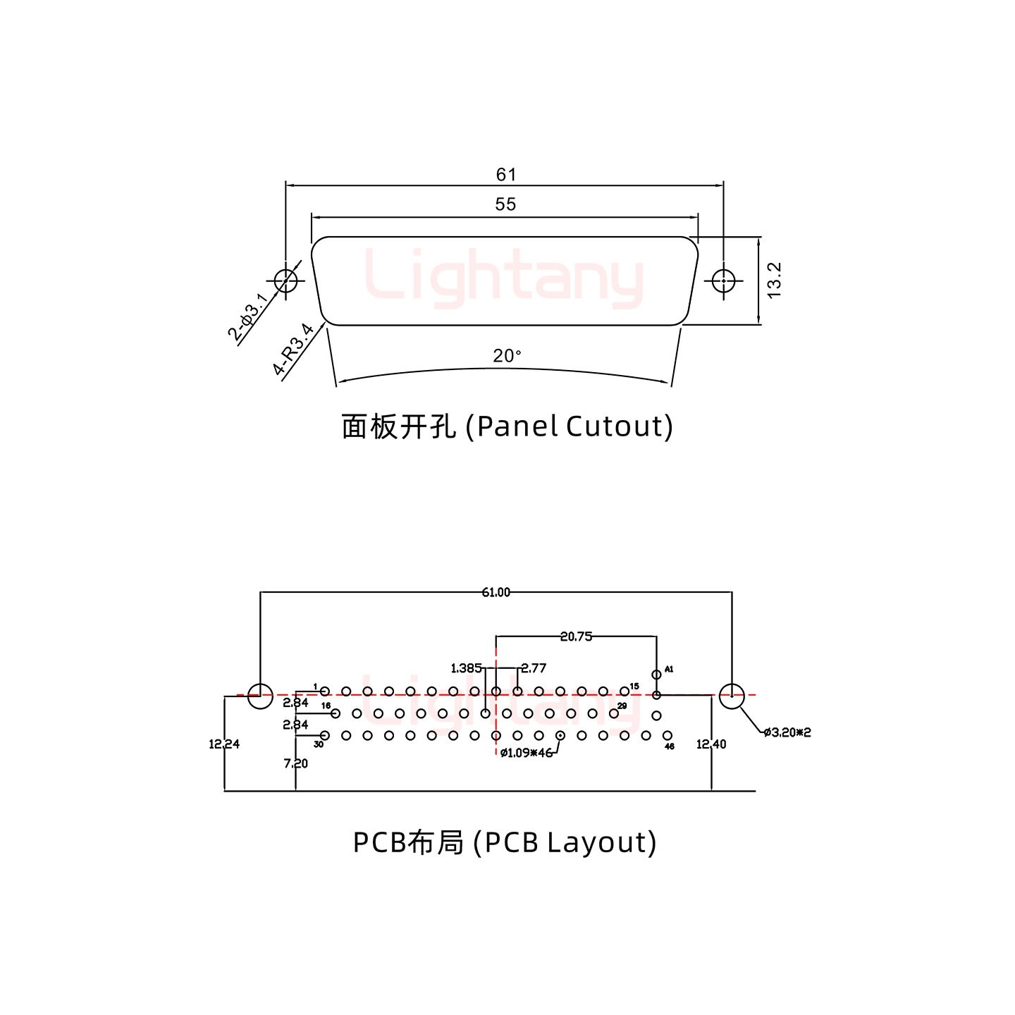 47W1公PCB弯插板/铆支架12.2/射频同轴50欧姆