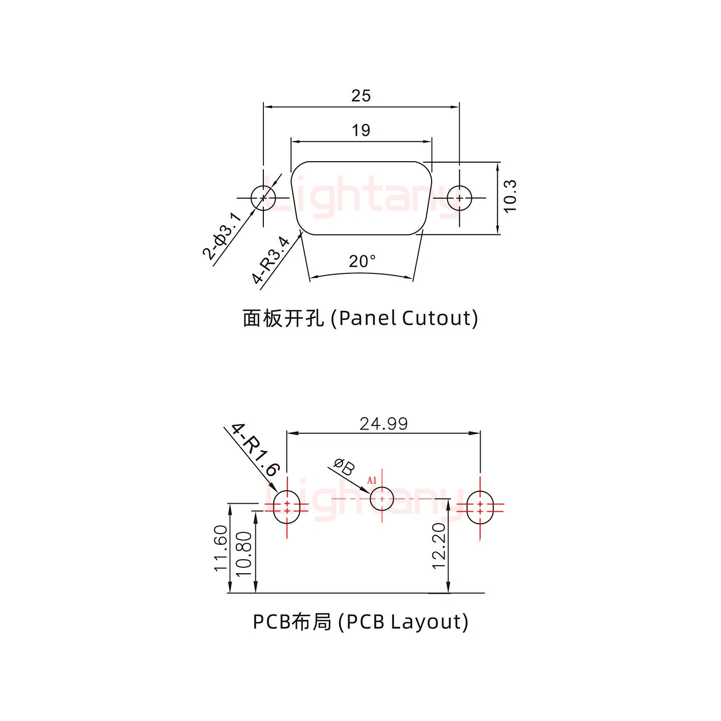 1W1公PCB弯插板/铆支架10.8/大电流10A