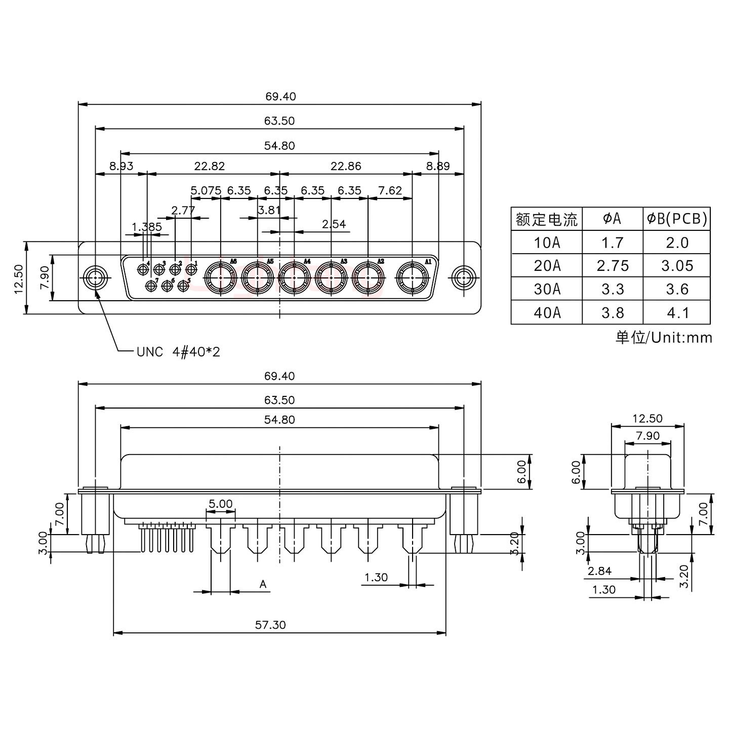 13W6B母PCB直插板/铆支架7.0/大电流30A