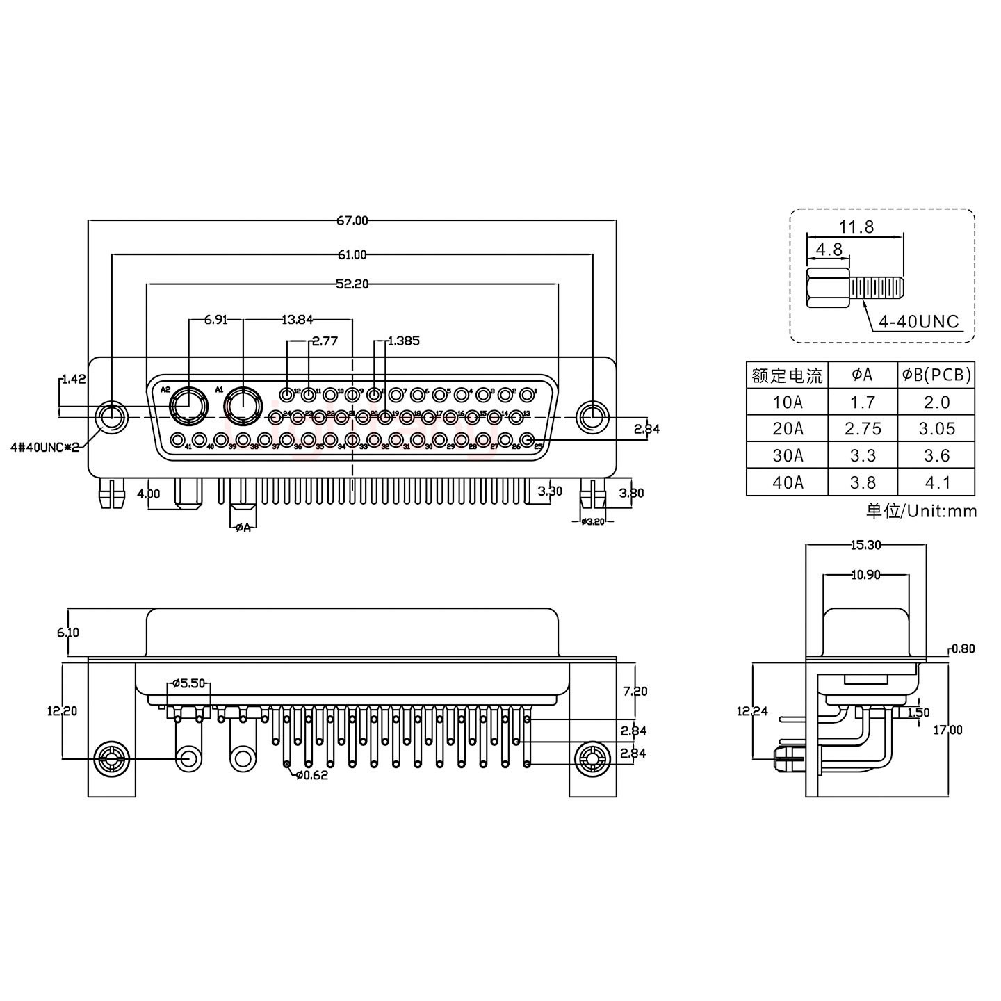 43W2母PCB弯插板/铆支架12.2/大电流40A