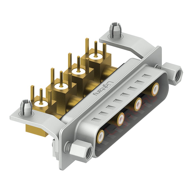 4W4公PCB弯插板/铆支架11.6/射频同轴50欧姆