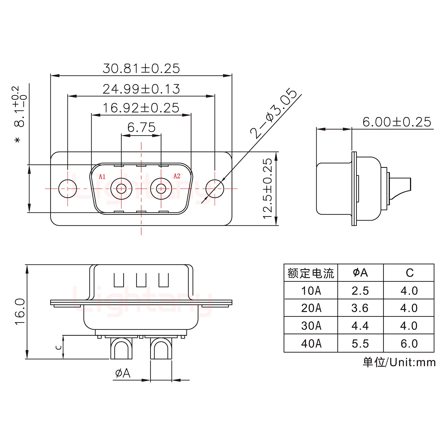 2W2公短体焊线30A+9P金属外壳1707直出线4~12mm