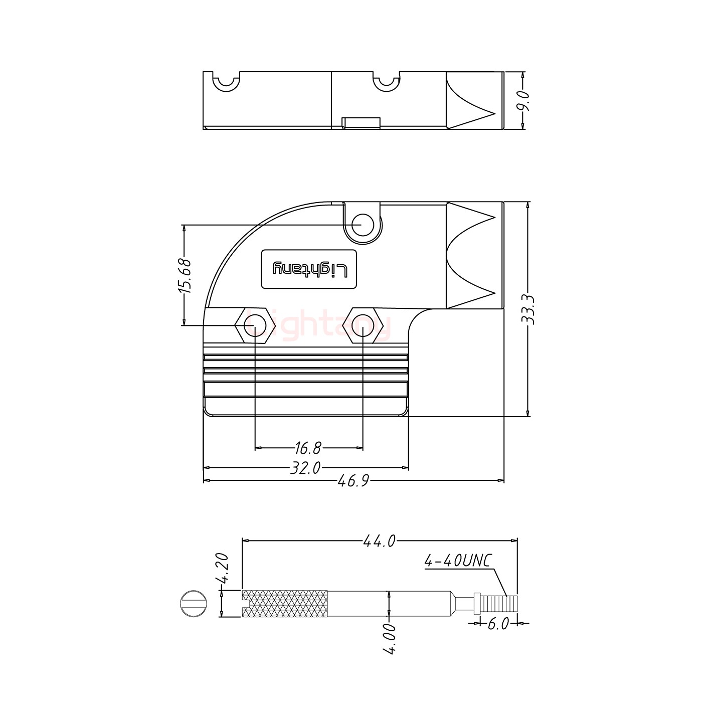 2W2公焊线式50欧姆+9P金属外壳424弯出线4~12mm