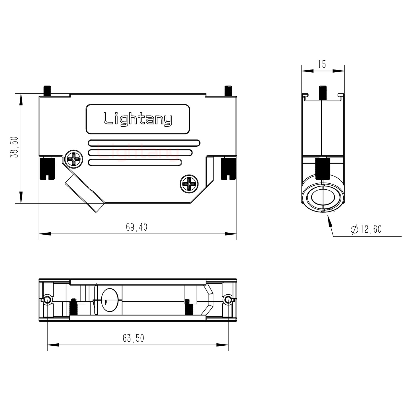 13W6A公焊线式75欧姆+37P金属外壳967斜出线4~12mm