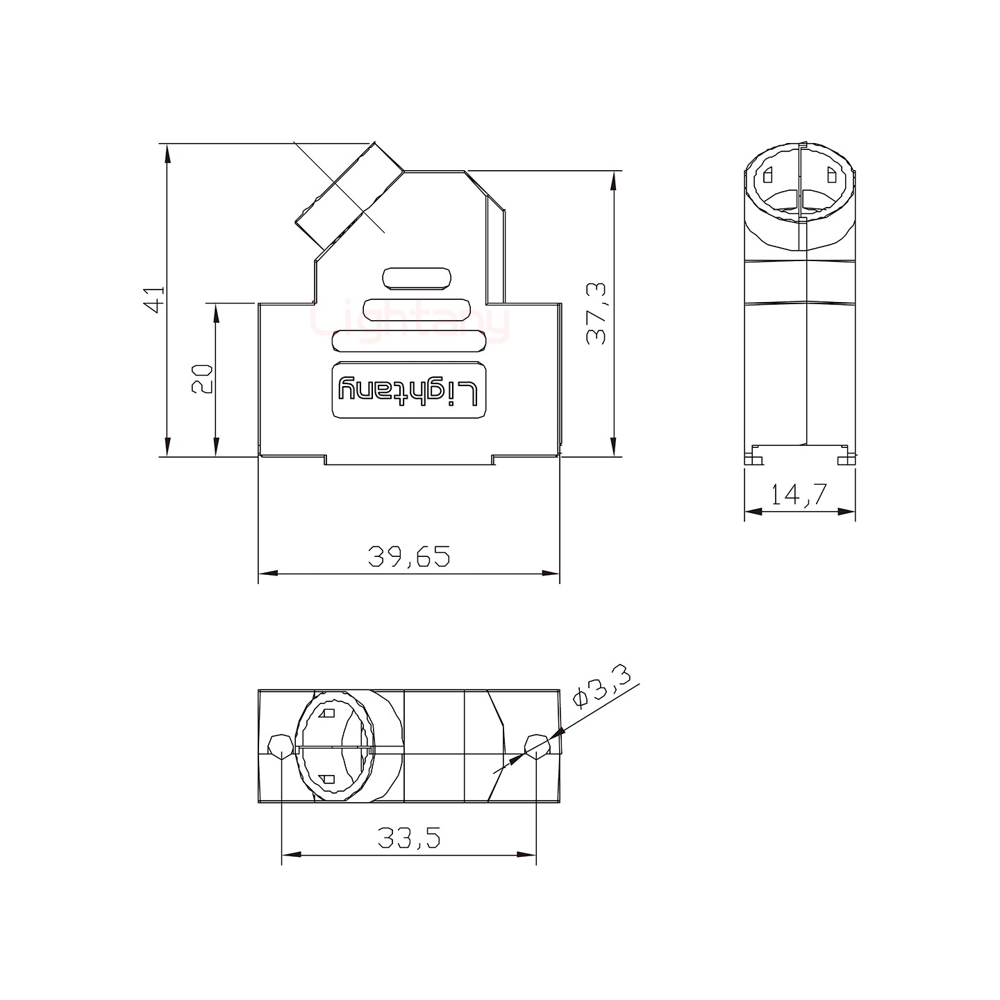 3V3公短体焊线30A+15P金属外壳1679斜出线4~12mm