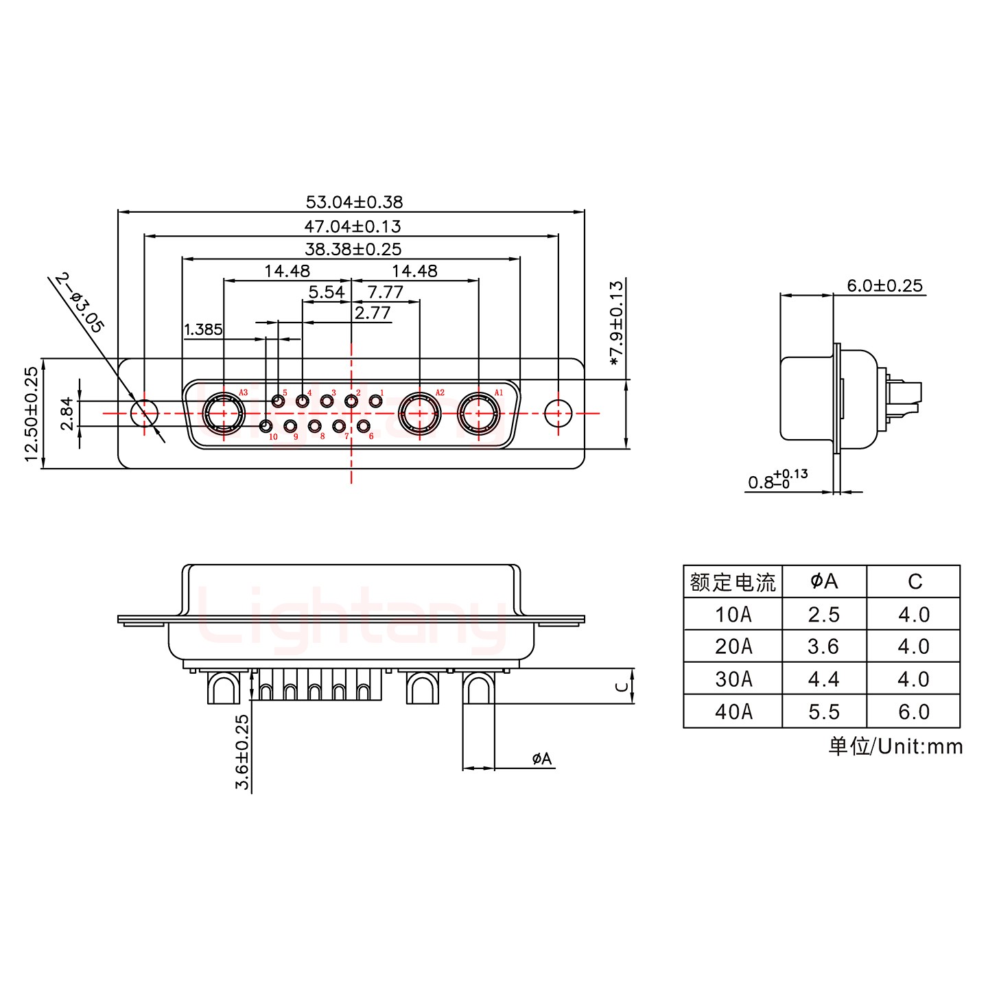 13W3母短体焊线20A+25P金属外壳1015弯出线4~12mm