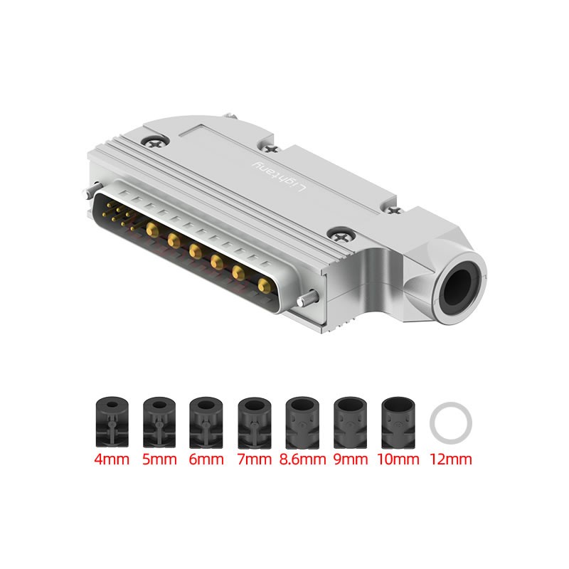 13W6B公短体焊线10A+37P金属外壳951弯出线4~12mm