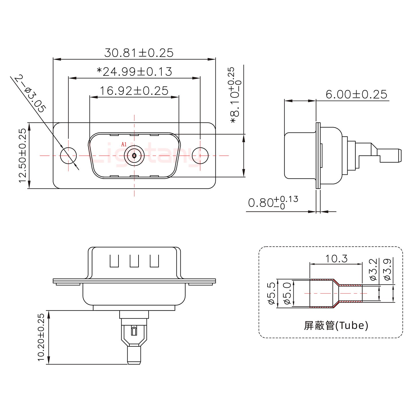 1W1公头焊线+防水接头/线径5~11mm/射频同轴75欧姆