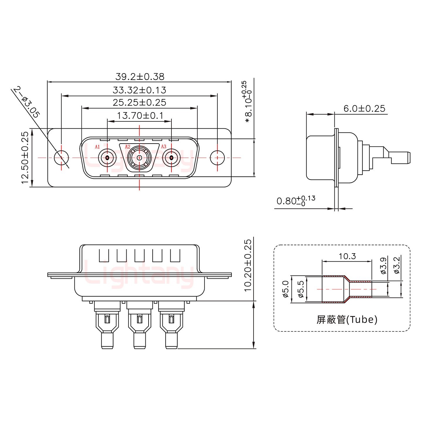 3V3公头焊线+防水接头/线径5~11mm/射频同轴75欧姆