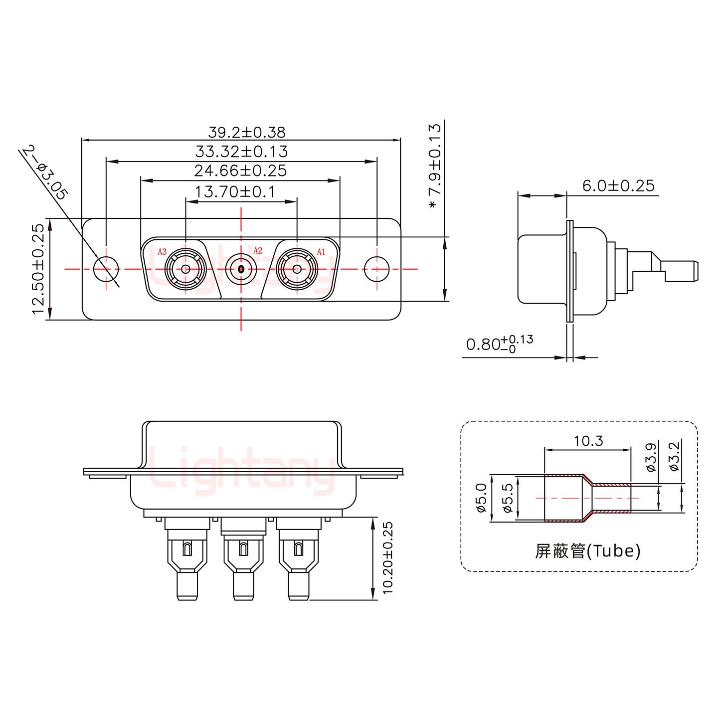 3V3母头焊线+防水接头/线径5~11mm/射频同轴75欧姆