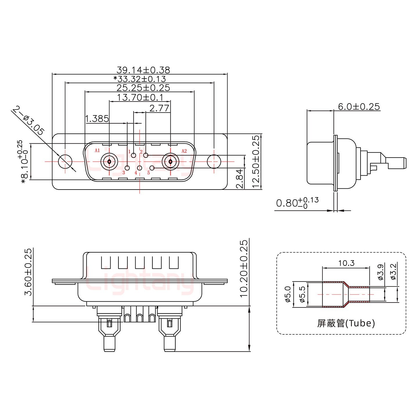 7W2公头焊线+防水接头/线径5~11mm/射频同轴50欧姆