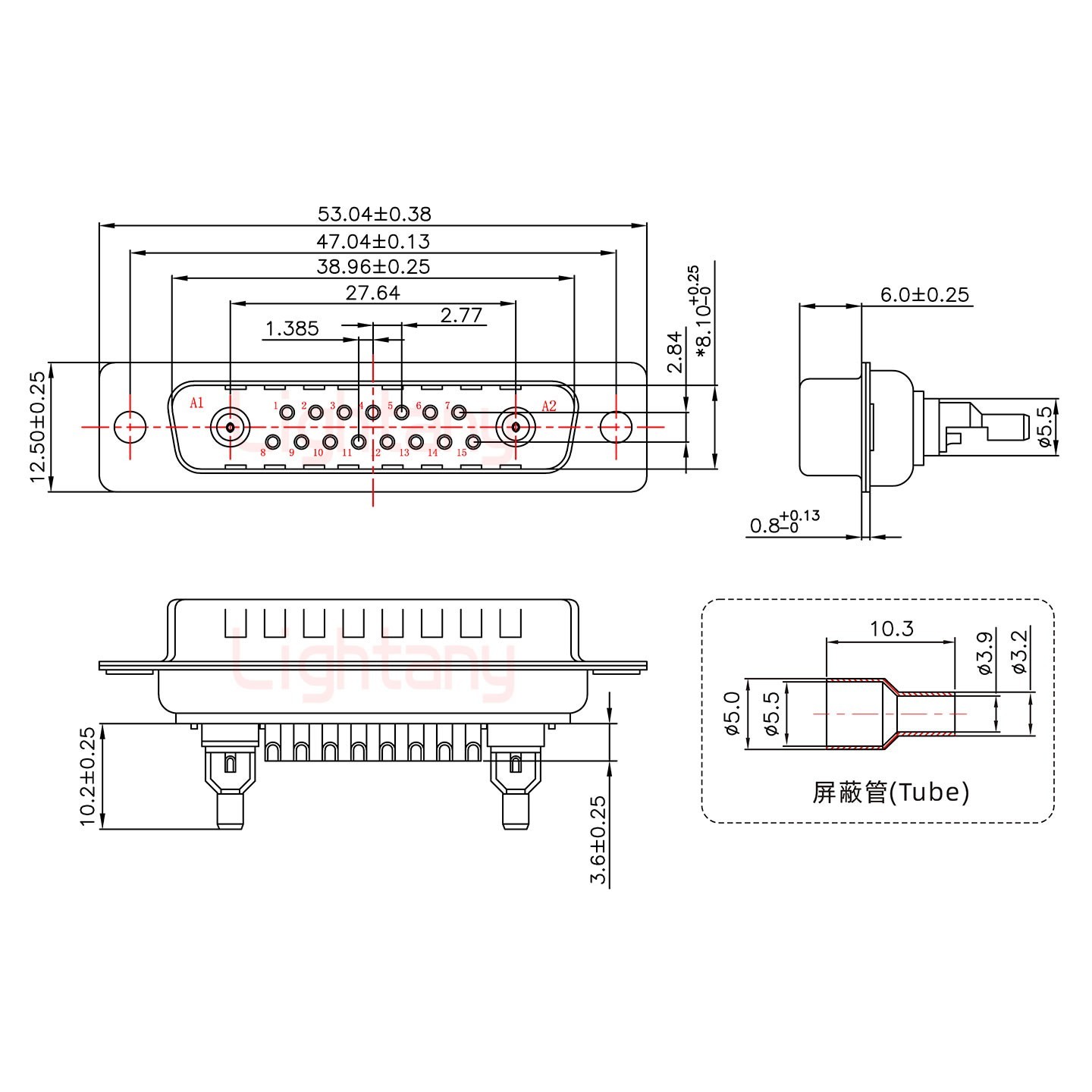 17W2公头焊线+防水接头/线径5~11mm/射频同轴75欧姆