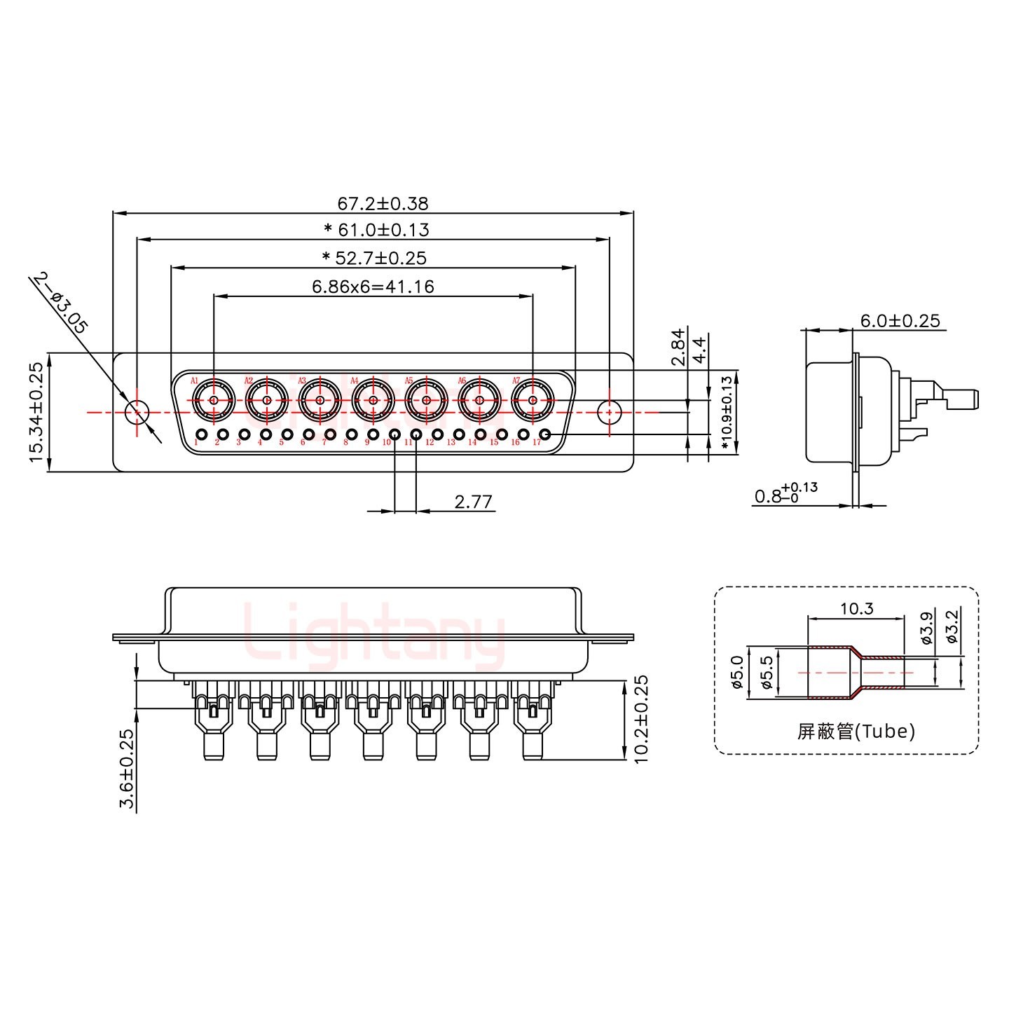 24W7母头焊线+防水接头/线径10~16mm/射频同轴50欧姆