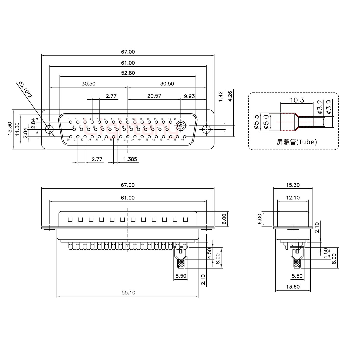 47W1公头焊线+防水接头/线径10~16mm/射频同轴50欧姆