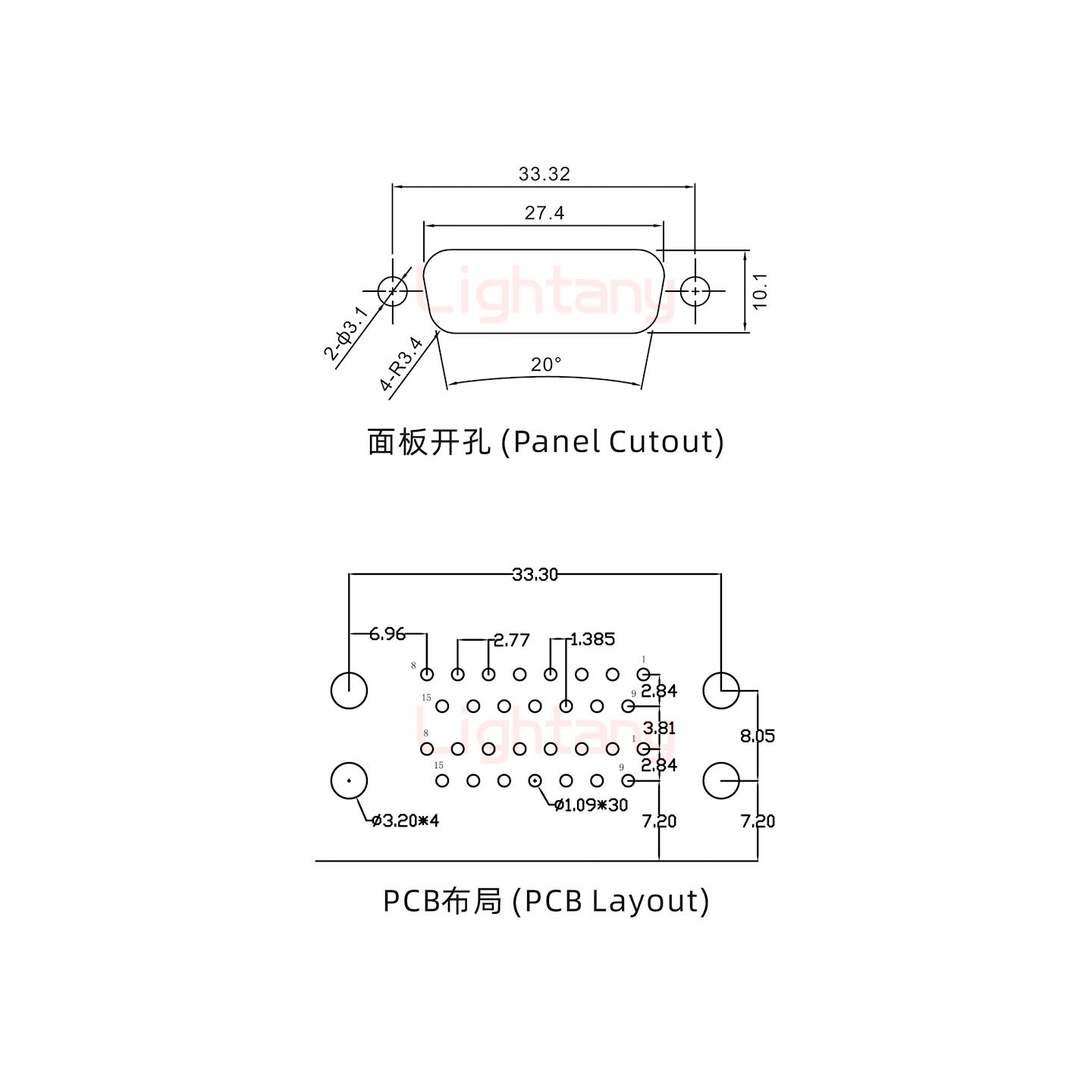 DR15 母对母 间距15.88车针双胞胎 D-SUB连接器