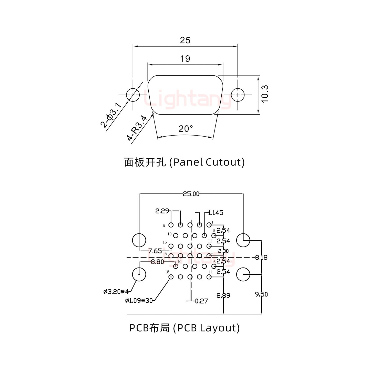 HDR15 母对母 间距15.88车针双胞胎 D-SUB连接器