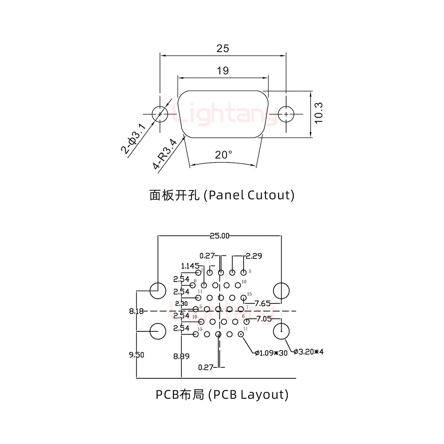 HDR15 上公下母 间距15.88车针双胞胎 D-SUB连接器