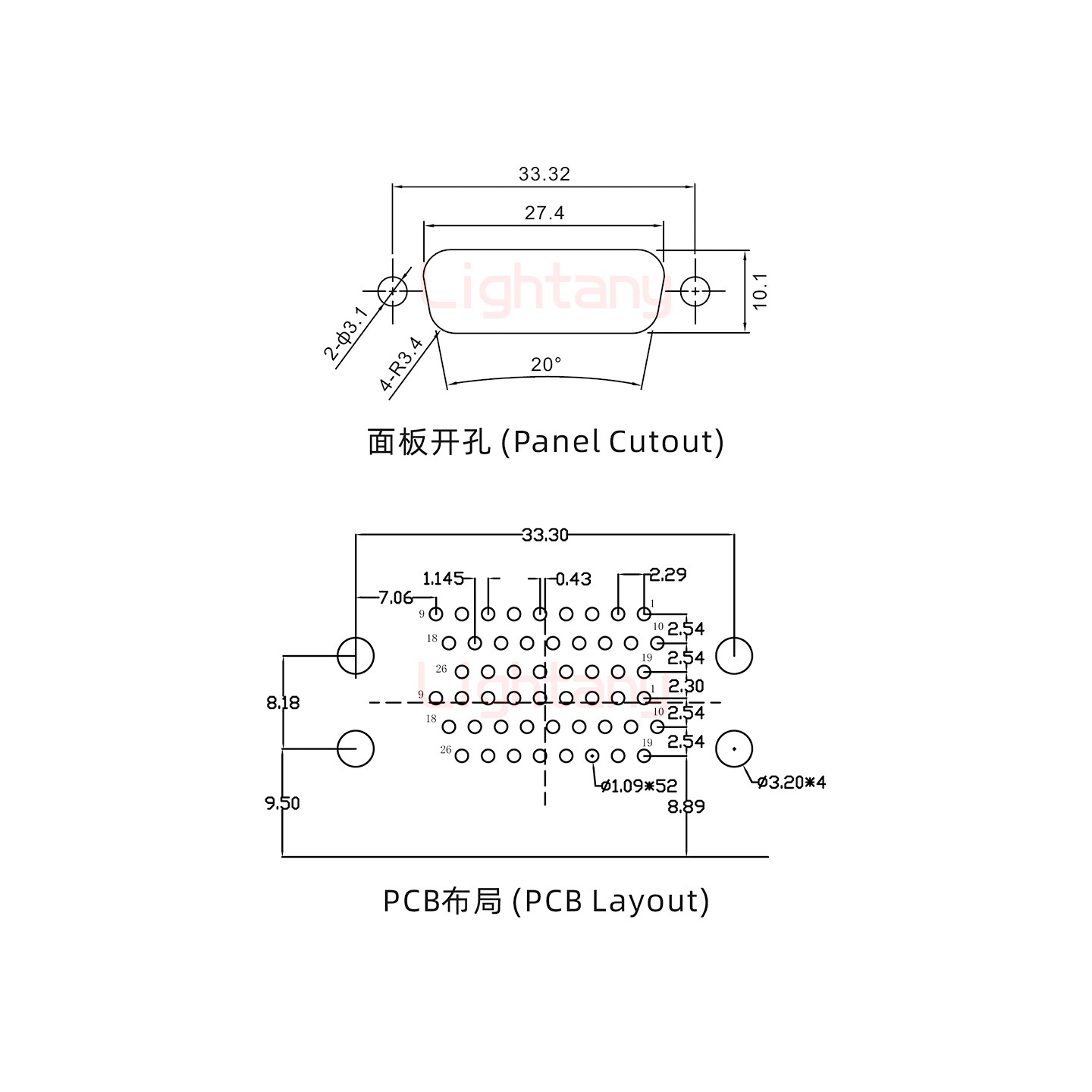 HDR26 母对母间距15.88车针双胞胎 D-SUB连接器