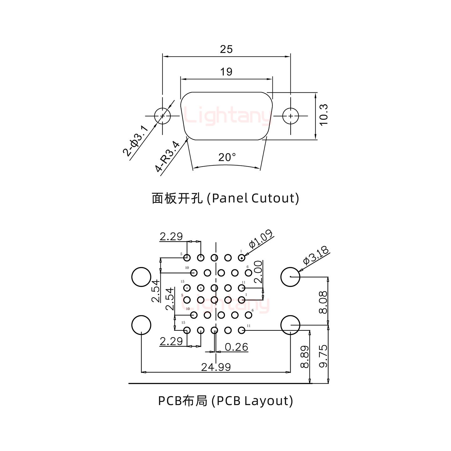 HDR15母对母 间距15.88 双胞胎冲针 D-SUB连接器