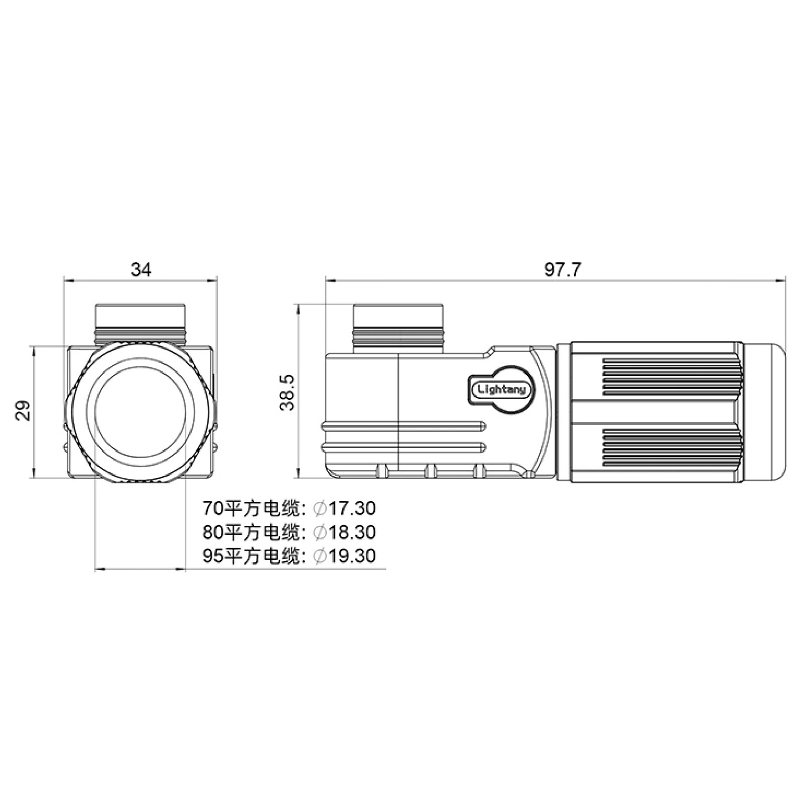 LTC1270-F1RR弯式插头 70平方 250A 红色