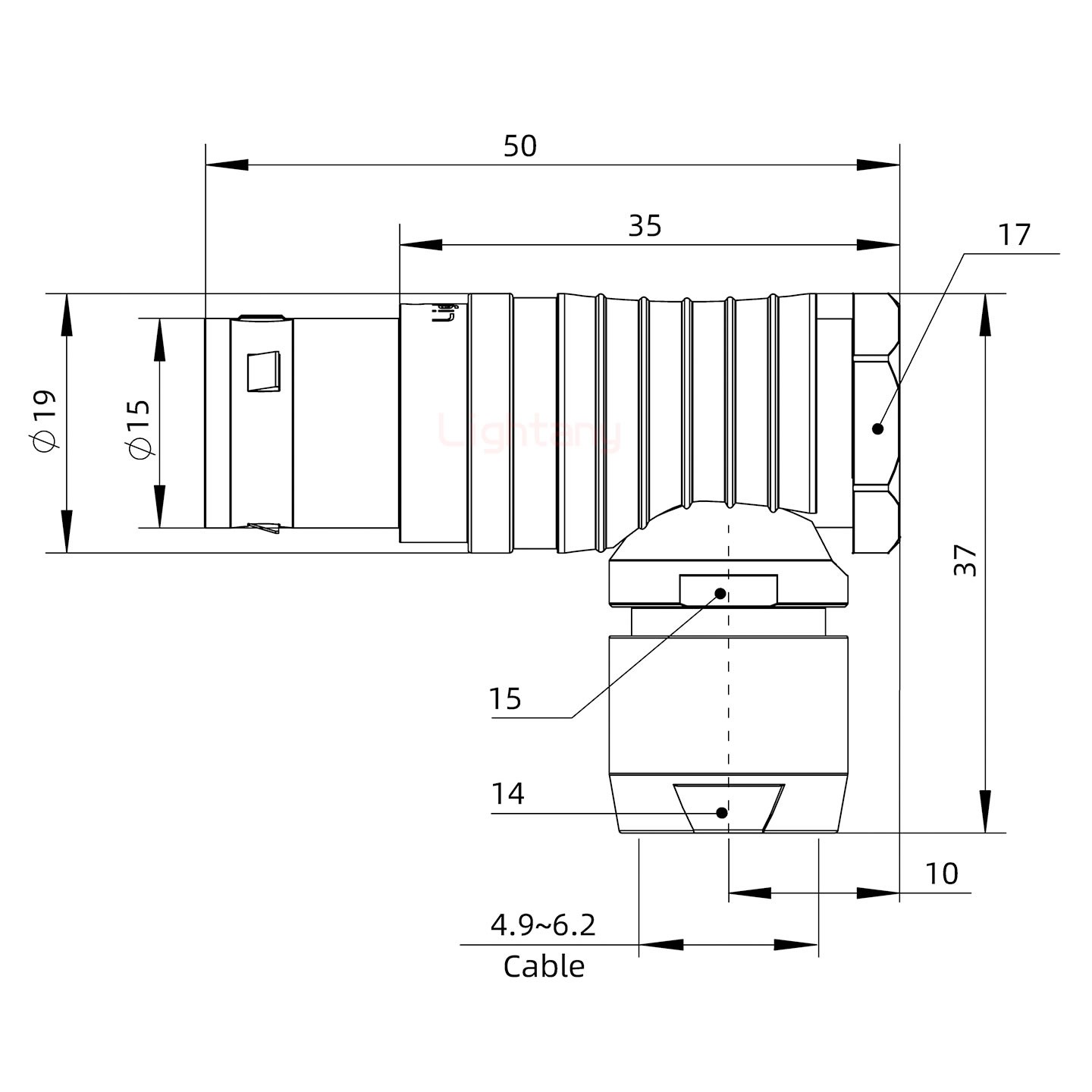 FHG.3B.010.CLAD62弯式插头