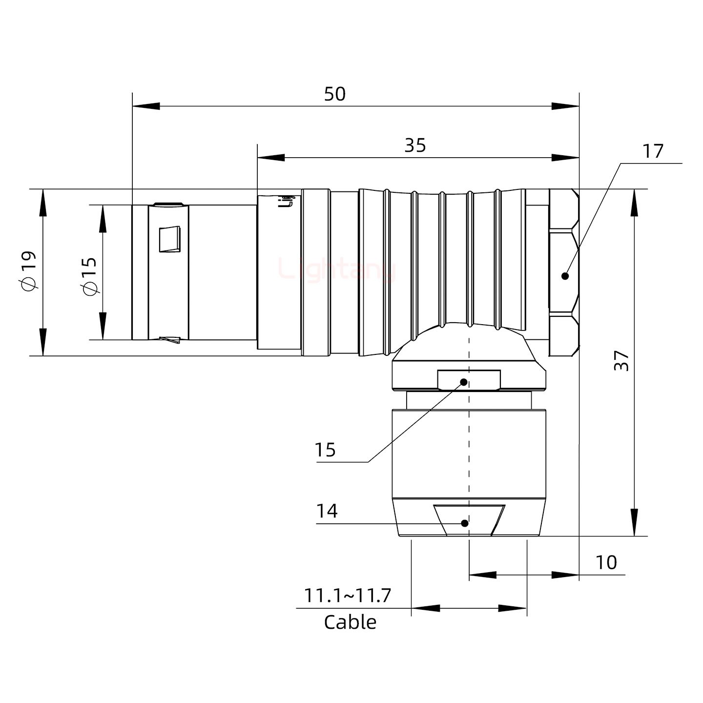 FHG.3B.014.CLAD12弯式插头