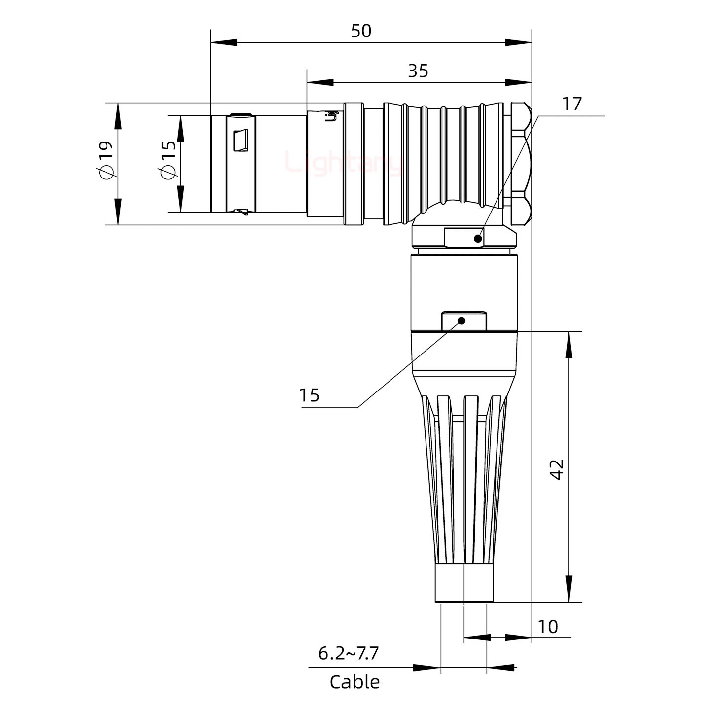 FHG.3B.002.CLAD72Z带护套弯式插头