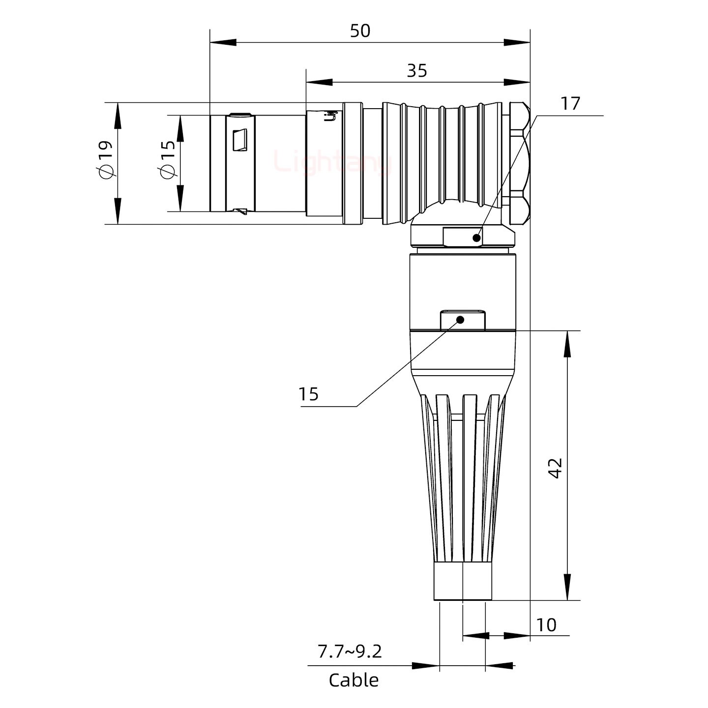 FHG.3B.030.CLAD92Z带护套弯式插头