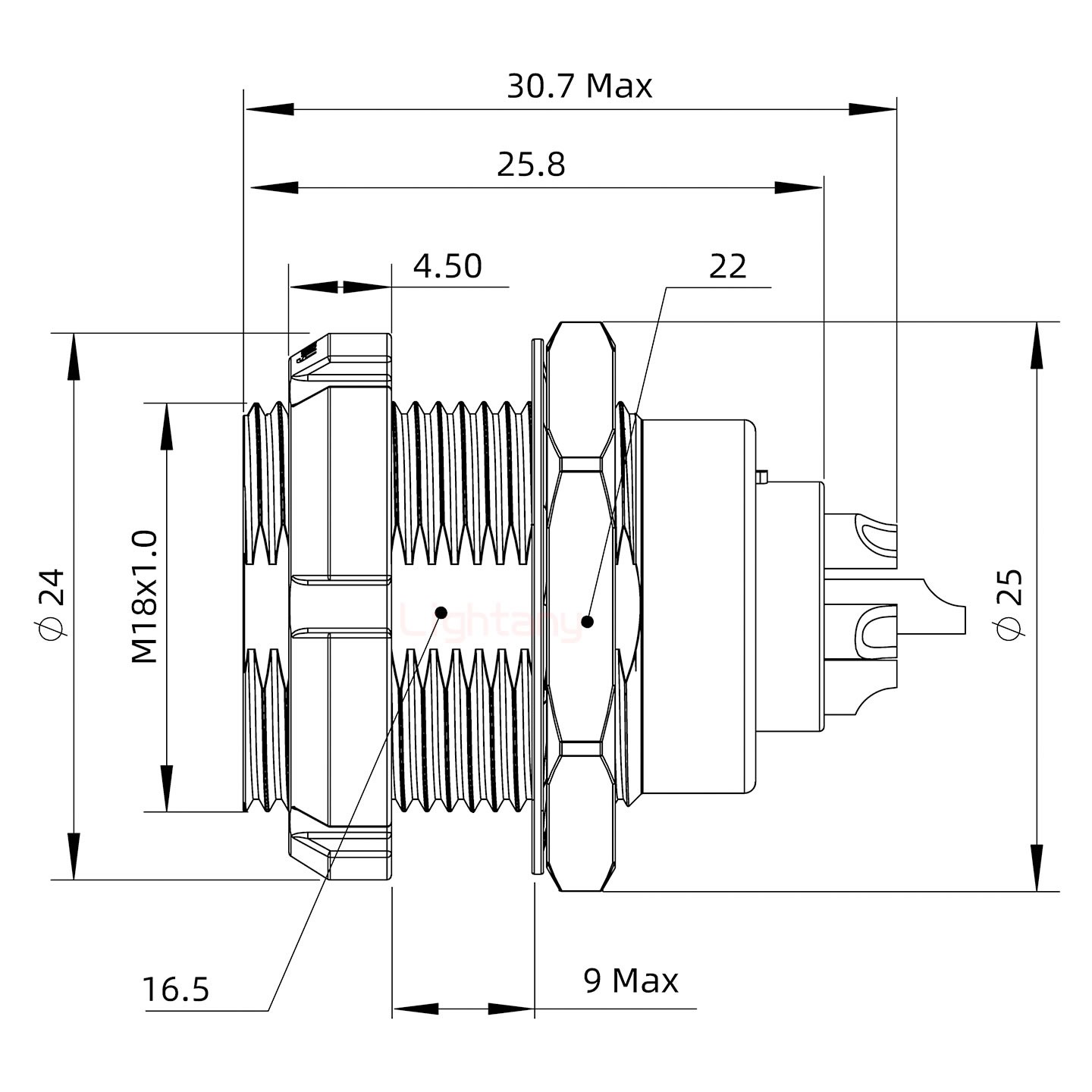 ECG.3B.006.CLL双螺母插座 焊线