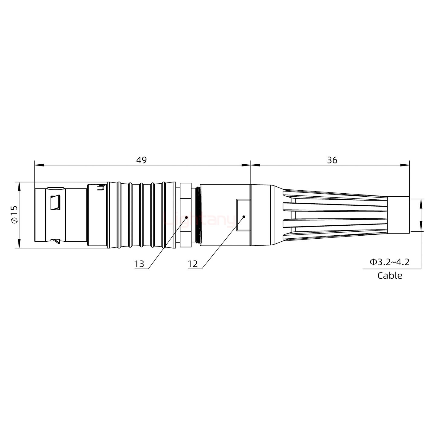 FGG.2B.002.CLAD42Z带护套直式插头