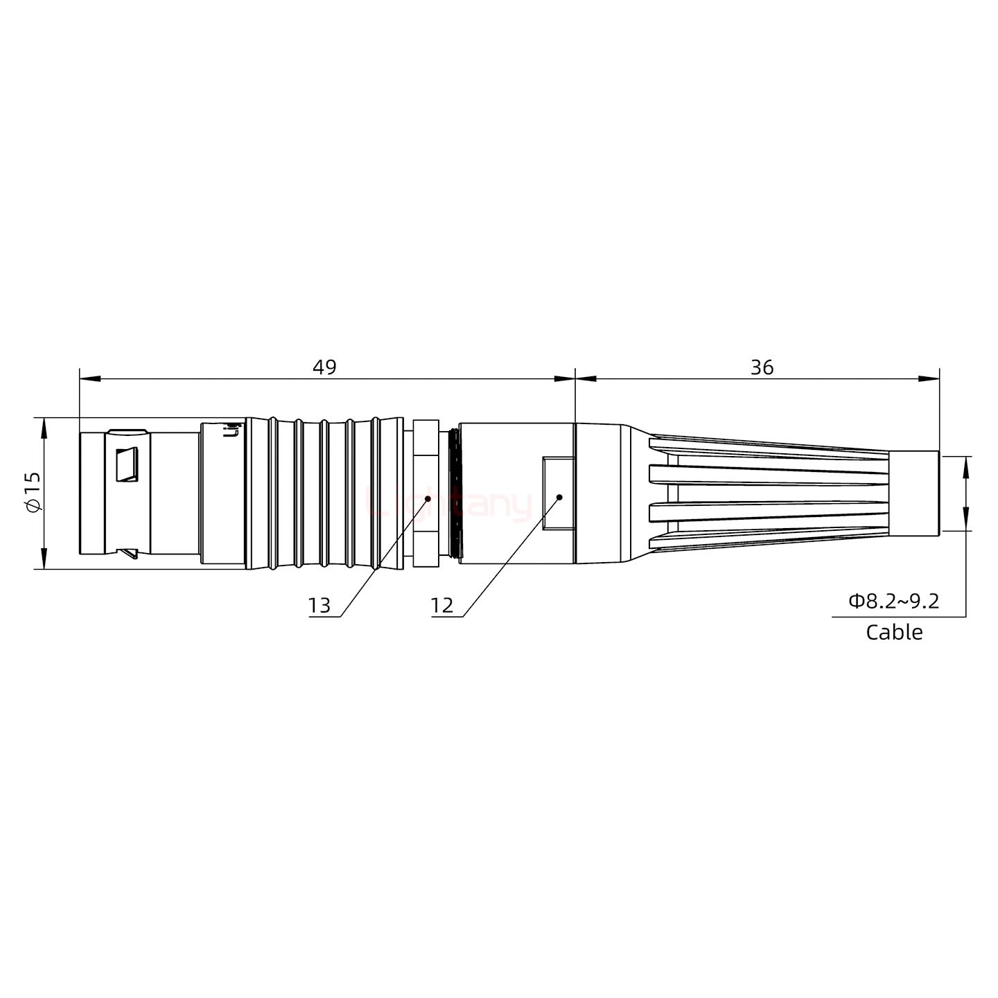 FGG.2B.002.CLAD92Z带护套直式插头