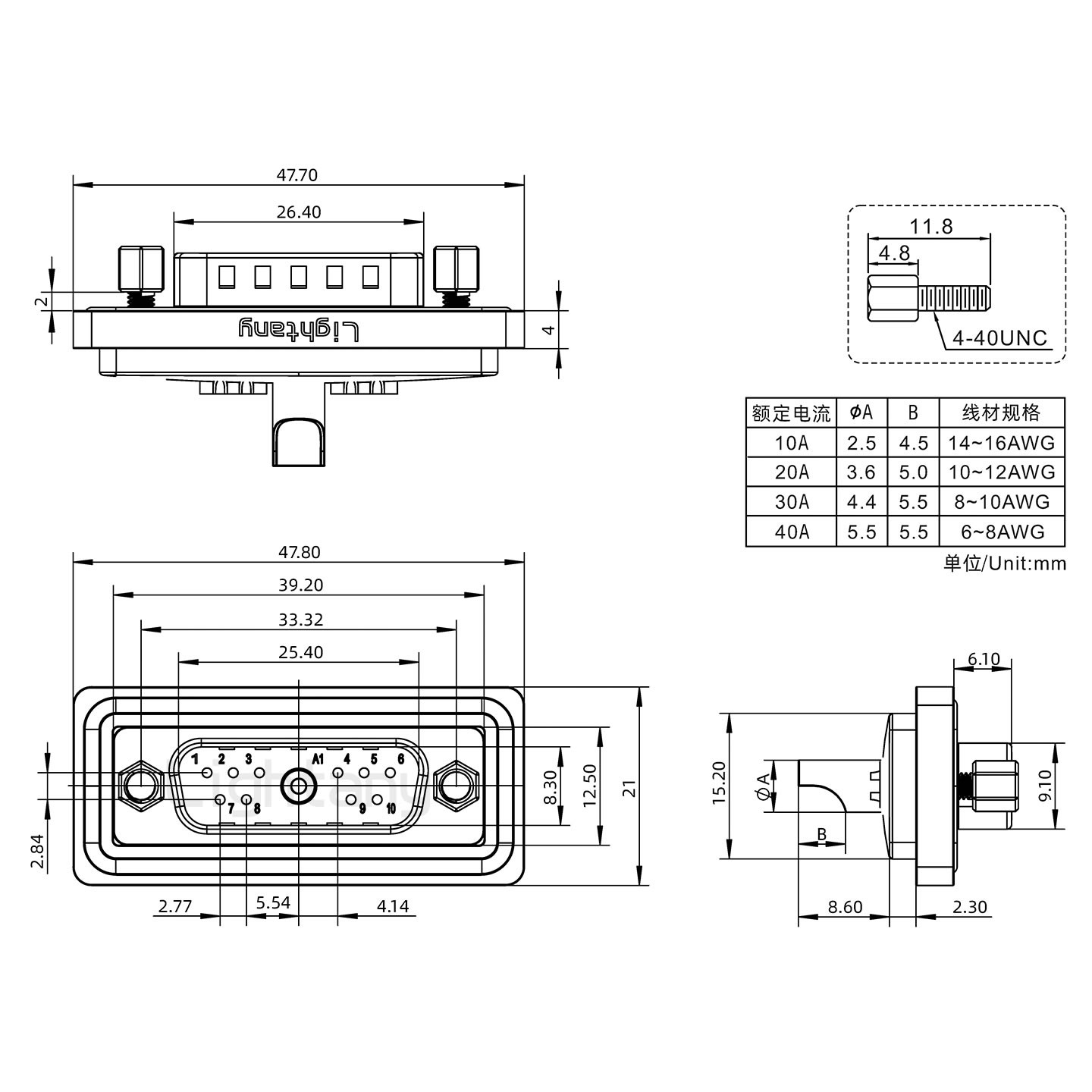 防水11W1公焊线式/锁螺丝/大电流40A