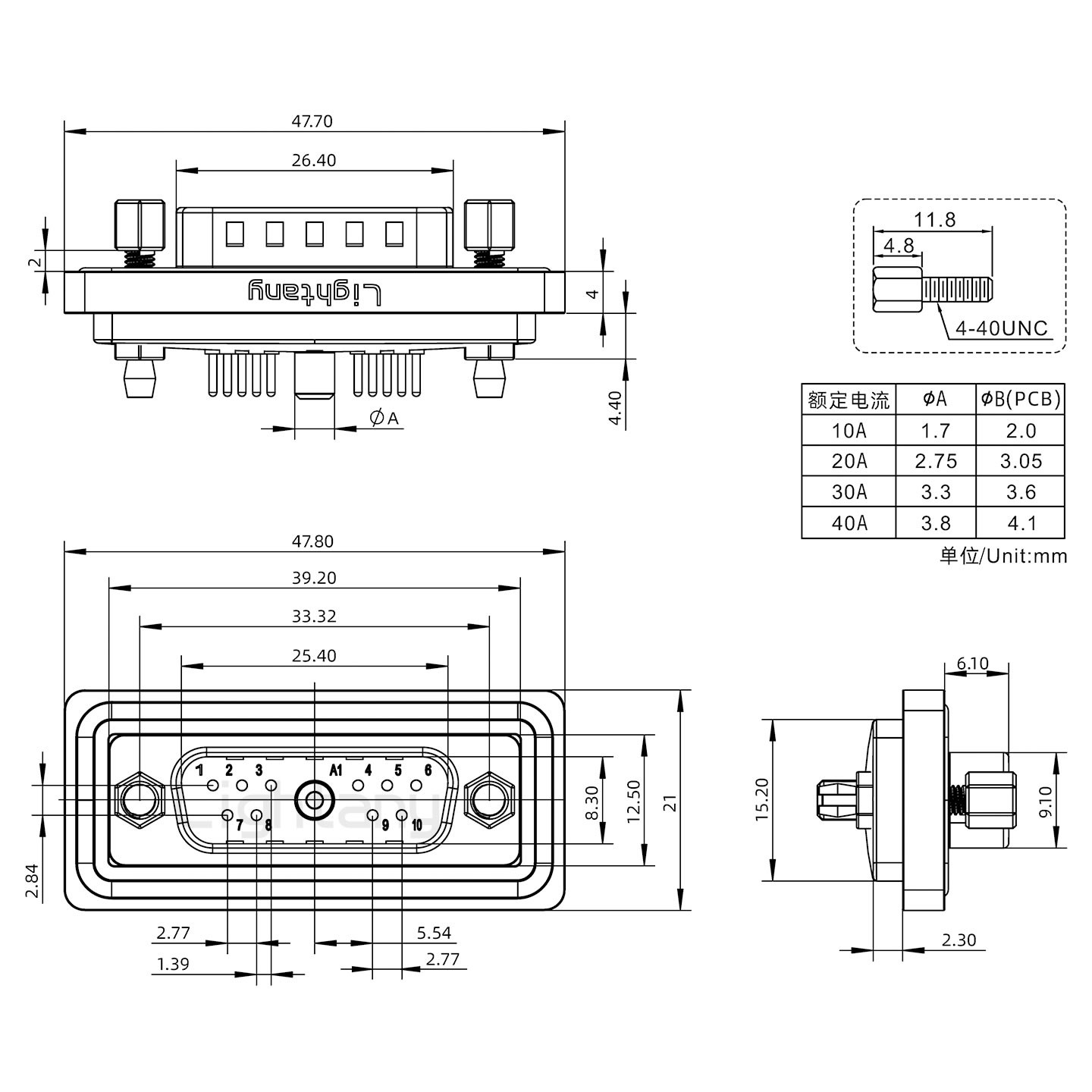 防水11W1公直插板/铆鱼叉/锁螺丝/大电流40A