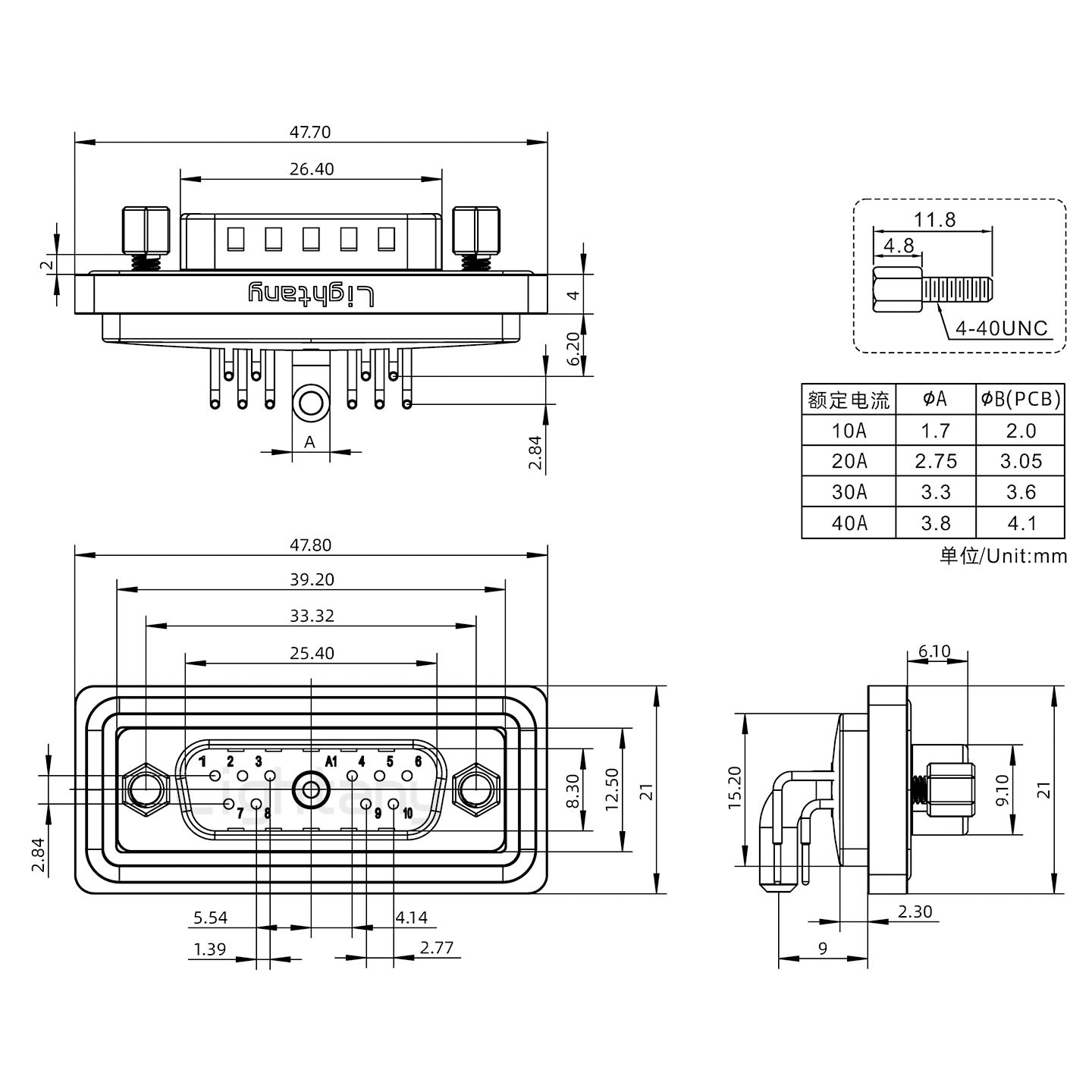 防水11W1公弯插板/锁螺丝/大电流40A